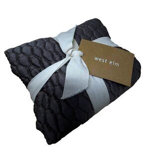 West Elm Lexington Euro Sham Quilted Pillow Cover Gray Minimalist Clean Neutral